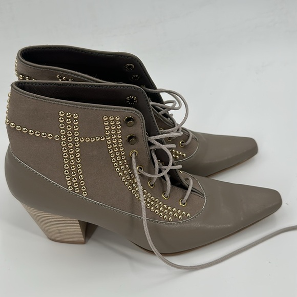 Nicora Lace Up Studded Booties Grey 8 - Picture 1 of 7